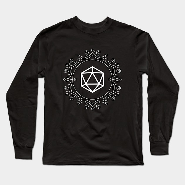 Geometric Monogram Vintage Polyhedral D20 Dice Long Sleeve T-Shirt by pixeptional